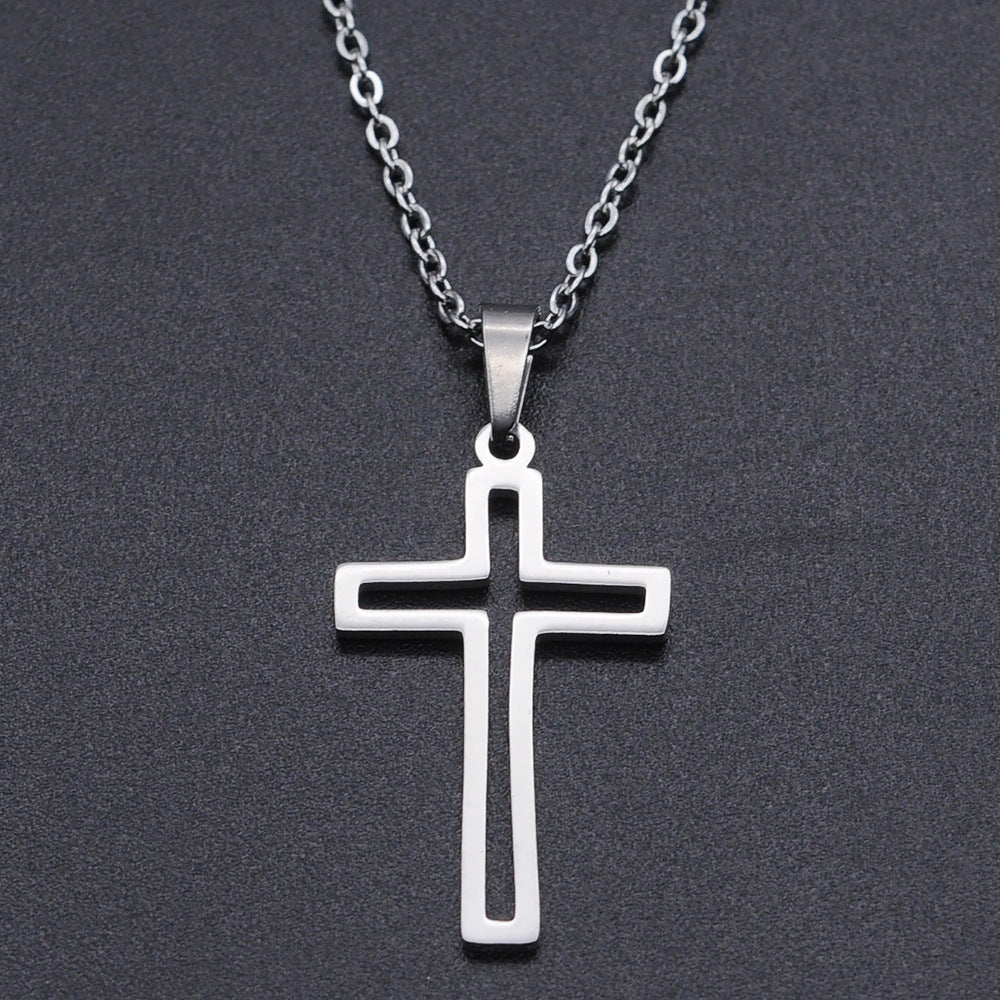 Cross pendant stainless steel necklace