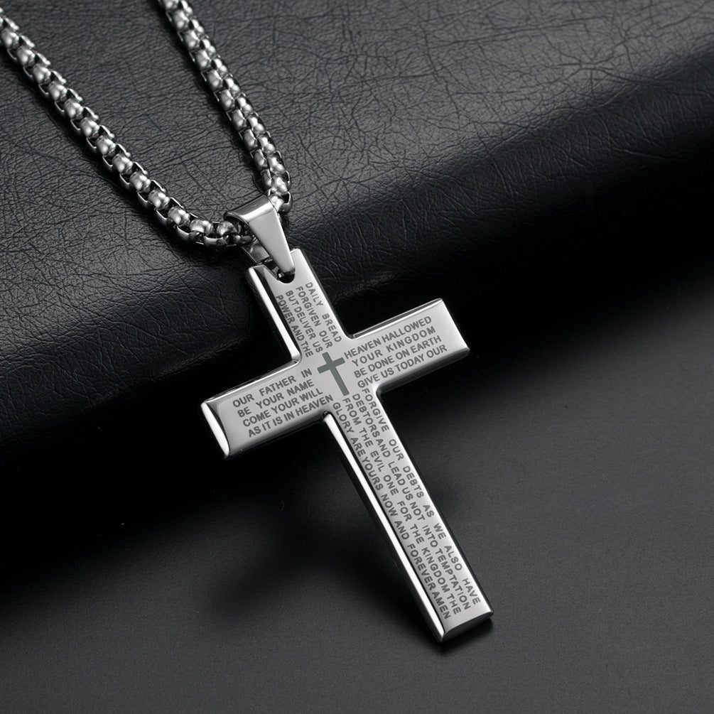 Geometric Cross Pendant Necklace - Gold & Silver Stainless Steel