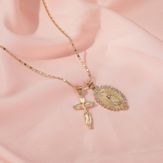 Catholic Crucifix Christian Cross Necklace Virgin Mary