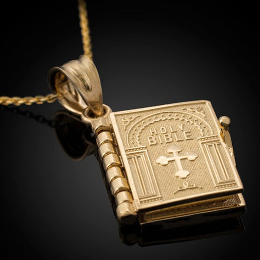 Holy Bible Book Pendant Necklace - Christian Jewelry