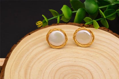 Boucles d'oreilles clous en perles baroques naturelles