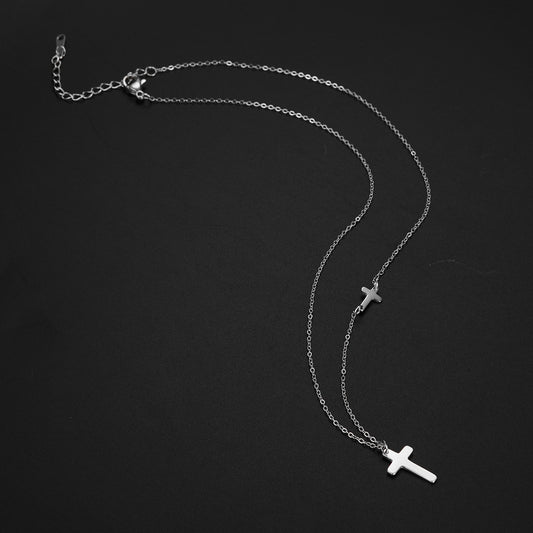 Minimalist Cross Necklace for Women - Stainless Steel