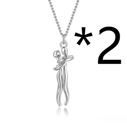 Collier Couple Affectueux - Ensemble 2 Pièces Acier Inoxydable
