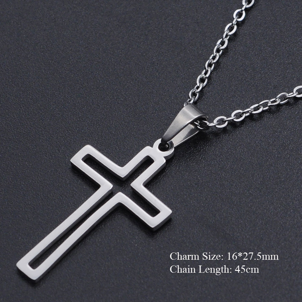 Cross pendant stainless steel necklace