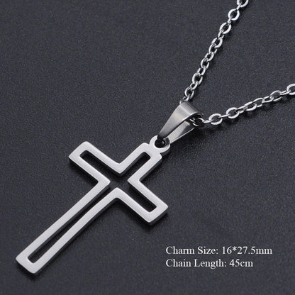 Cross pendant stainless steel necklace