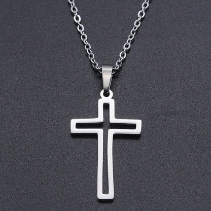 Cross pendant stainless steel necklace