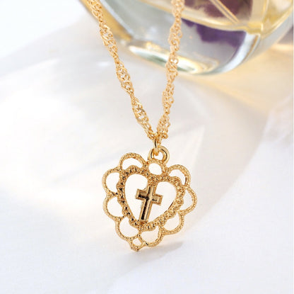 Pearl Drops Love Necklace Rhinestone Multilayer Clavicle Chain