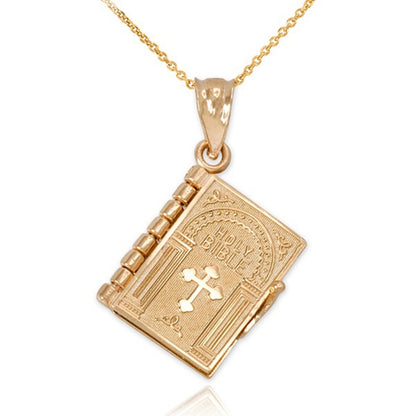 Holy Bible Book Pendant Necklace - Christian Jewelry