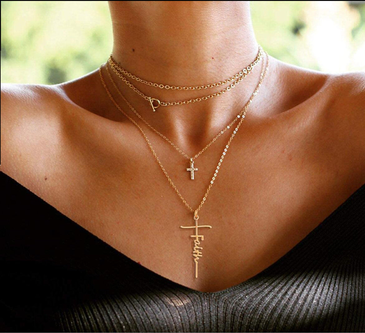 Fashion Simple Faith Cross Necklace