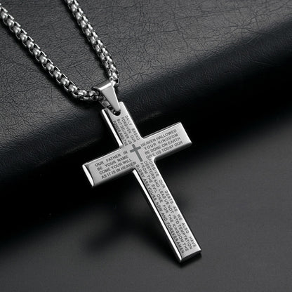 Geometric Cross Pendant Necklace - Gold & Silver Stainless Steel