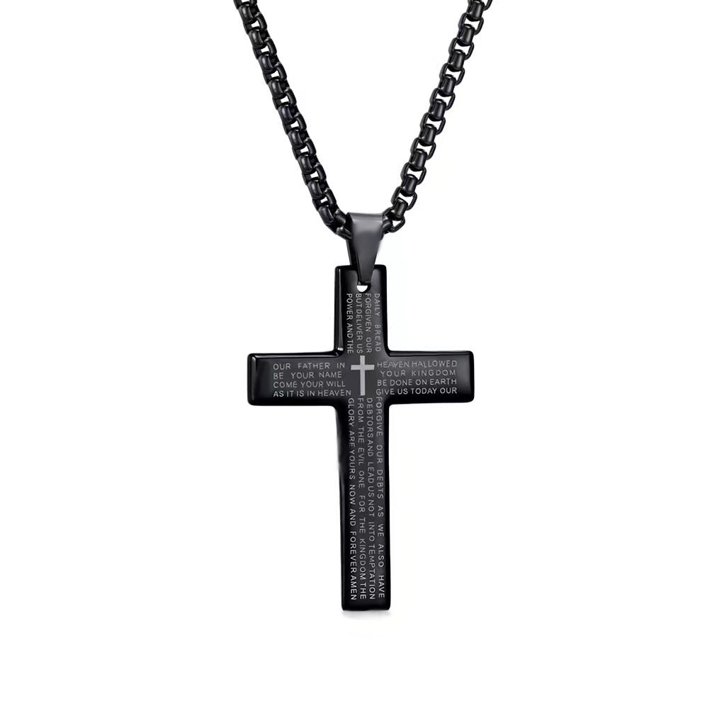 Geometric Cross Pendant Necklace - Gold & Silver Stainless Steel