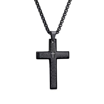 Geometric Cross Pendant Necklace - Gold & Silver Stainless Steel