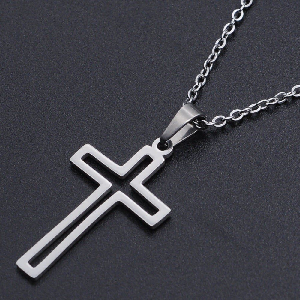 Cross pendant stainless steel necklace