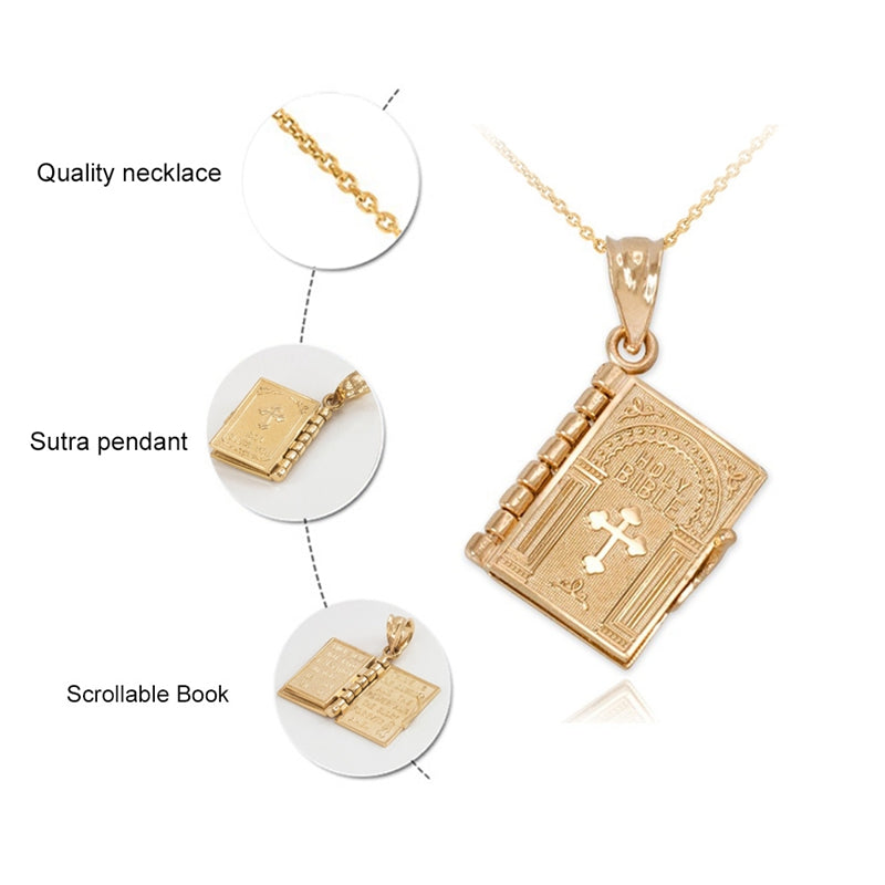 Holy Bible Book Pendant Necklace - Christian Jewelry