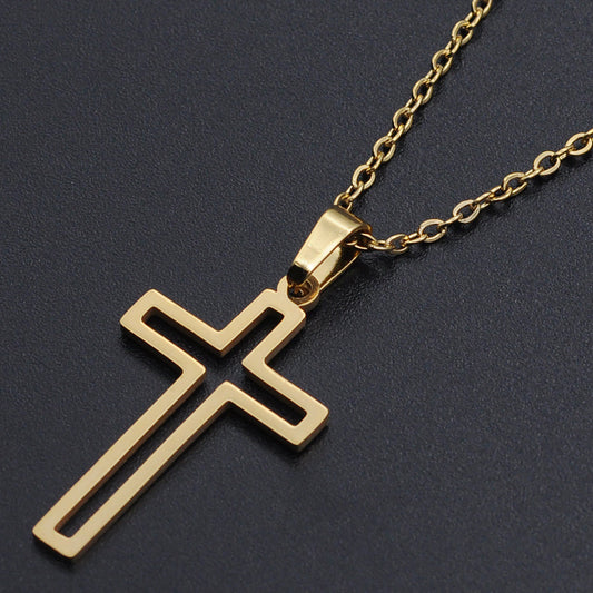 Cross pendant stainless steel necklace