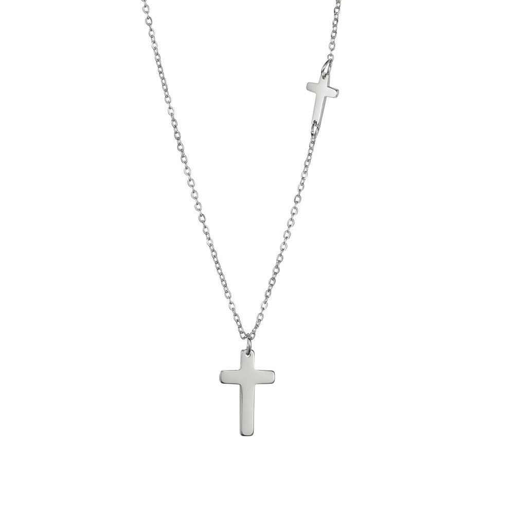 Minimalist Cross Necklace for Women - Stainless Steel