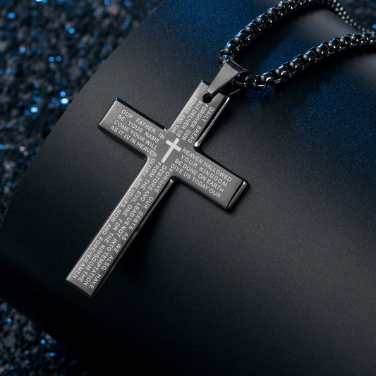 Geometric Cross Pendant Necklace - Gold & Silver Stainless Steel