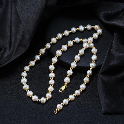 14K Gold Plated Sterling Silver Freshwater Pearl Men's Necklace