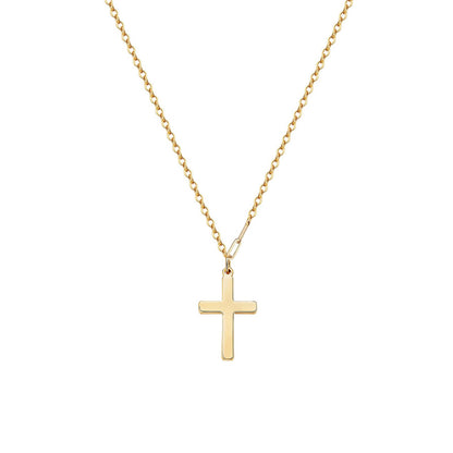 14K Gold Plated Small Cross Pendant Necklace For Women On 18 Inch Chain