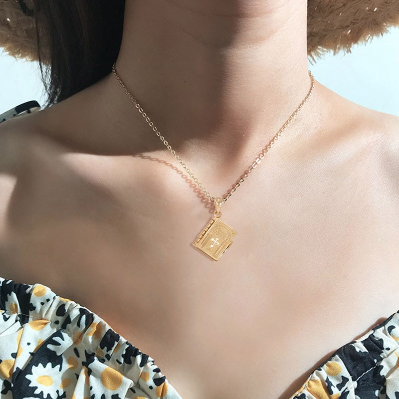 Holy Bible Book Pendant Necklace - Christian Jewelry