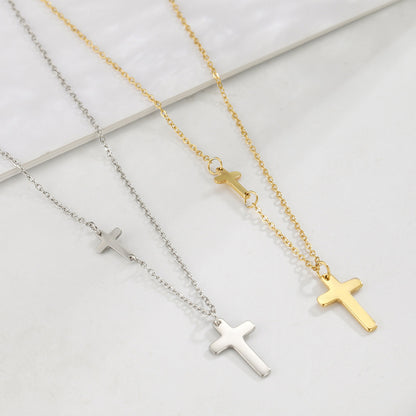 Minimalist Cross Necklace for Women - Stainless Steel