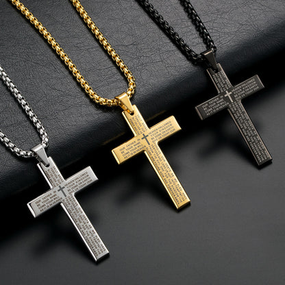 Geometric Cross Pendant Necklace - Gold & Silver Stainless Steel