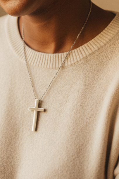 Cliente - Collier croix acier inoxydable