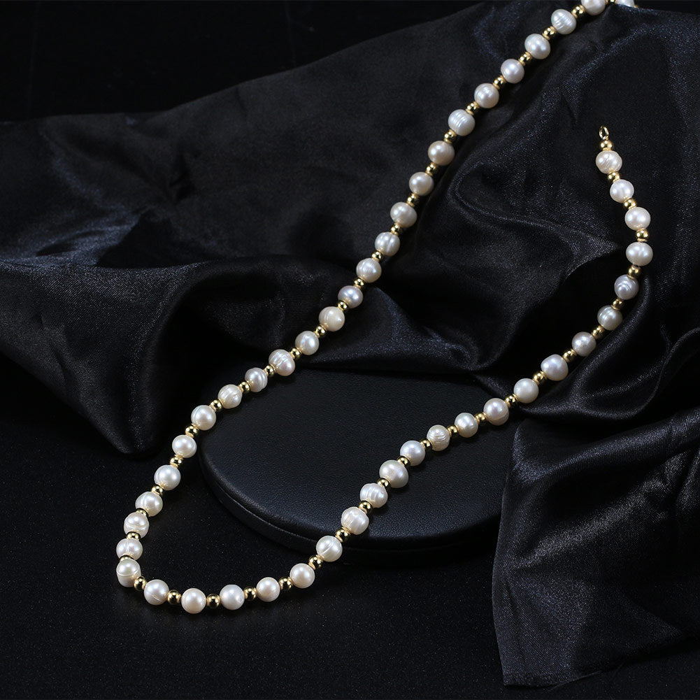 14K Gold Plated Sterling Silver Freshwater Pearl Men's Necklace