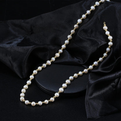 14K Gold Plated Sterling Silver Freshwater Pearl Men's Necklace